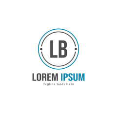 Initial LB logo template with modern frame. Minimalist LB letter logo vector illustration
