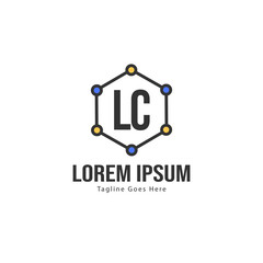 Initial LC logo template with modern frame. Minimalist LC letter logo vector illustration