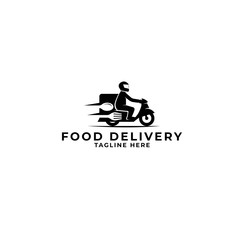 food delivery logo vector icon ilustration, food delivery motor logo vector icon ilustration