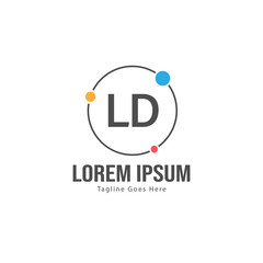 Initial LD logo template with modern frame. Minimalist LD letter logo vector illustration