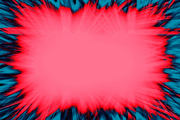 Fototapeta na wymiar Red and blue streaked explosive frame
