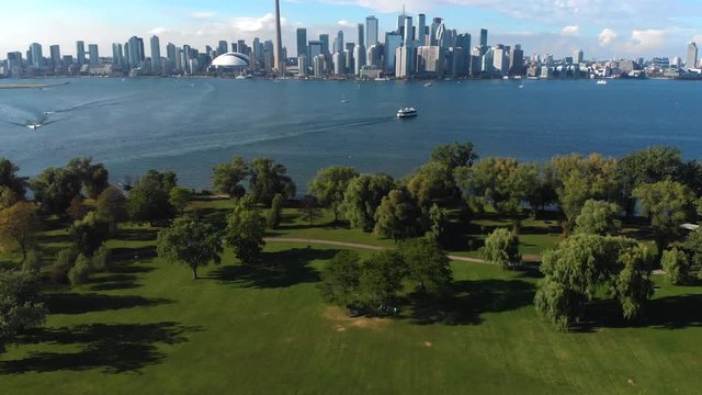 Toronto, Canada, Aerial View of Toronto Skyline and Lake Ontario in the Summer, Daytime