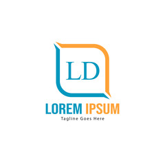 Initial LD logo template with modern frame. Minimalist LD letter logo vector illustration