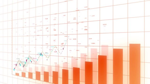 4k HUD graph and bar stats,Stock market business data visualization,financial business chart with diagrams and stock numbers showing profits and losses over time dynamically,flowing counters of number