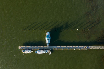 Small recreational harbor in The Netherlands seen from above.