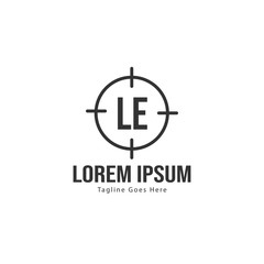 Initial LE logo template with modern frame. Minimalist LE letter logo vector illustration