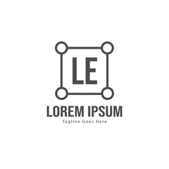 Initial LE logo template with modern frame. Minimalist LE letter logo vector illustration