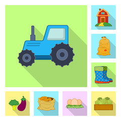 Vector design of farm and agriculture logo. Set of farm and plant stock vector illustration.