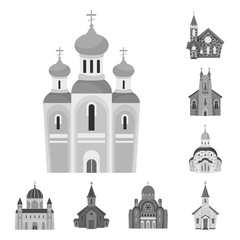 Vector illustration of architecture and faith icon. Collection of architecture and traditional stock symbol for web.