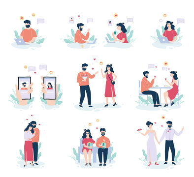 Online dating app concept. Virtual relationship and love