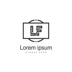 Initial LF logo template with modern frame. Minimalist LF letter logo vector illustration