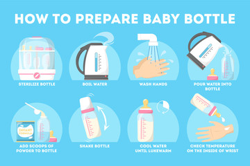 How to prepare baby bottle instruction for young mother