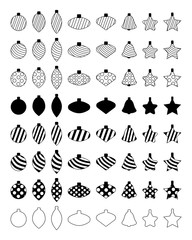 set of vector icons of the Christmas tree toys.