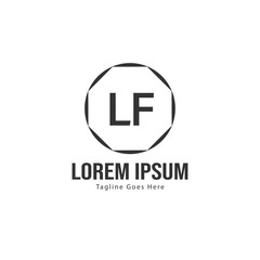 Initial LF logo template with modern frame. Minimalist LF letter logo vector illustration