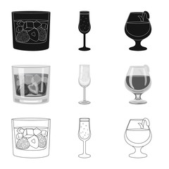 Vector illustration of liquor and restaurant symbol. Collection of liquor and ingredient stock symbol for web.