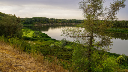 Quiet Don near Veshenskaya. On the left, on the shore at the turn of the river is the home of the Nobel Prize-winning writer Mikhail Sholokhov