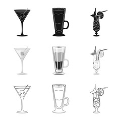 Vector illustration of liquor and restaurant logo. Collection of liquor and ingredient stock vector illustration.