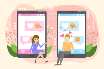Online dating app. Virtual relationship and love.
