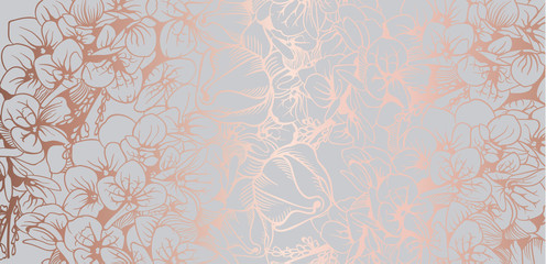 Vintage boho flowers background Vector line art. Golden glossy structure. Hand made designs © castecodesign