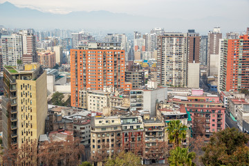 Fototapeta na wymiar Aerial view of the city of Santiago, Chile