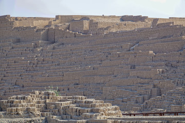 Huaca Pucllana or Huaca Juliana, a great adobe and clay pyramid