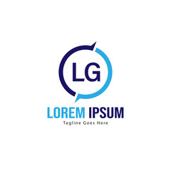 Initial LG logo template with modern frame. Minimalist LG letter logo vector illustration