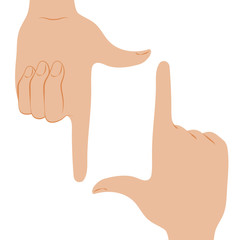 Human hands making frame symbol.