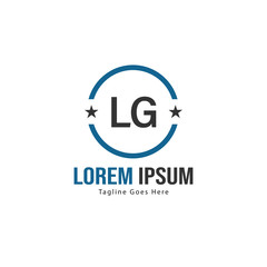 Initial LG logo template with modern frame. Minimalist LG letter logo vector illustration