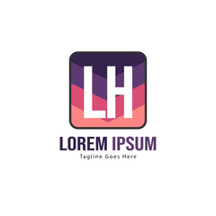 Initial LH logo template with modern frame. Minimalist LH letter logo vector illustration