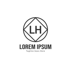 Initial LH logo template with modern frame. Minimalist LH letter logo vector illustration