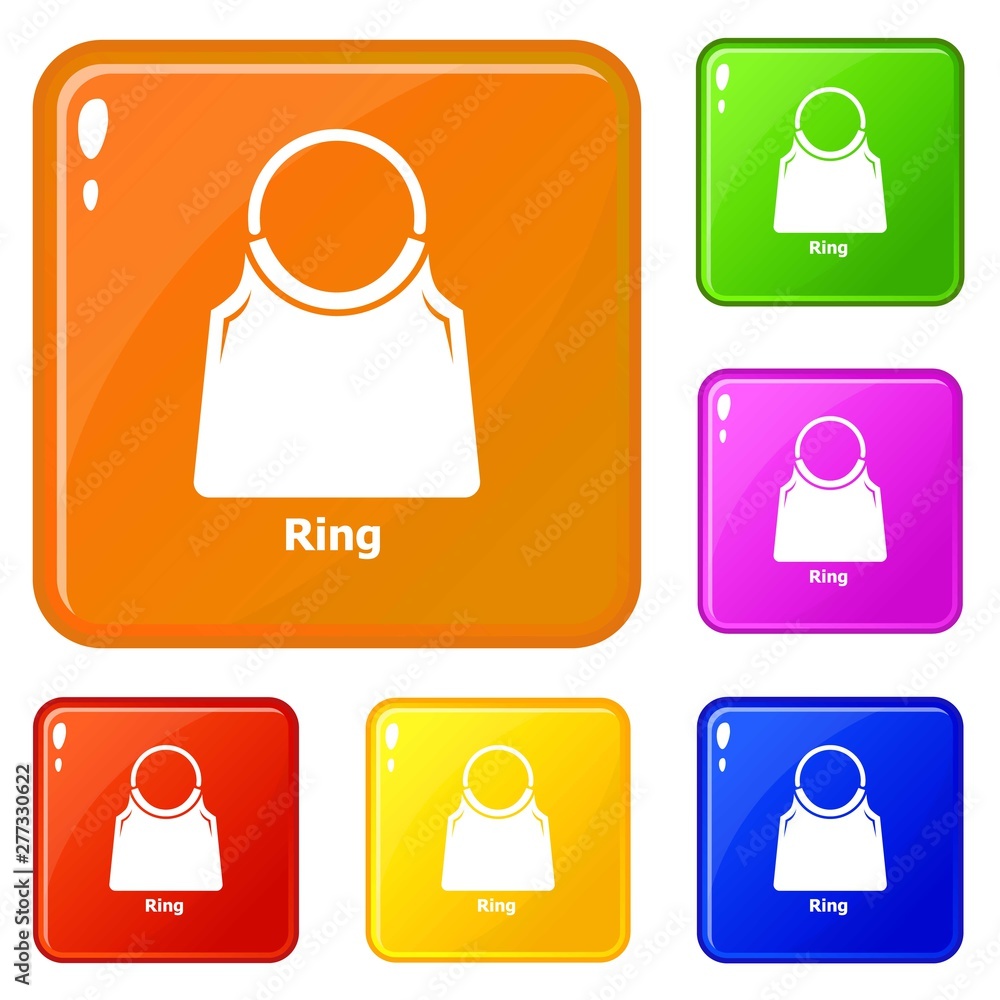Poster ring bag icons set collection vector 6 color isolated on white background