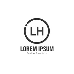 Initial LH logo template with modern frame. Minimalist LH letter logo vector illustration