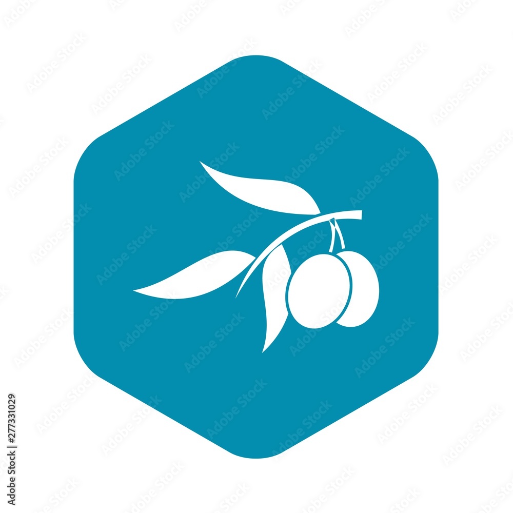 Aufkleber olive tree branch with two olives icon. simple illustration of olive tree branch vector icon for web