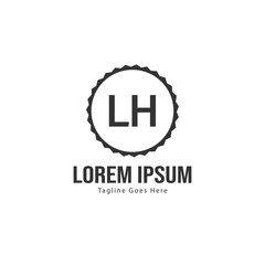 Initial LH logo template with modern frame. Minimalist LH letter logo vector illustration