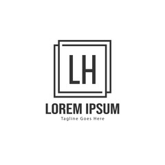 Initial LH logo template with modern frame. Minimalist LH letter logo vector illustration