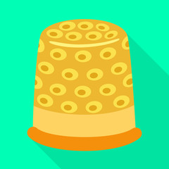 Vector illustration of thimble and etching icon. Collection of thimble and clothing stock symbol for web.