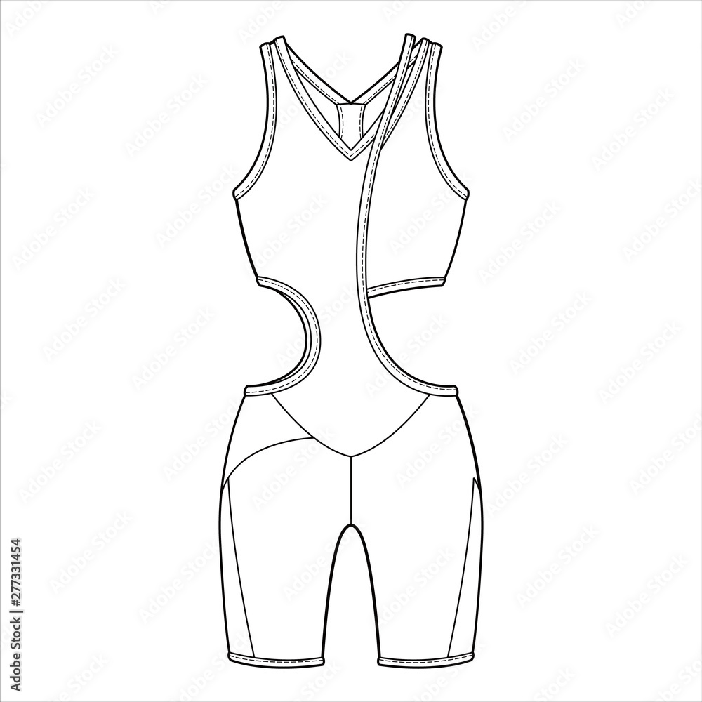 Sticker Swimwear fashion flat sketch template