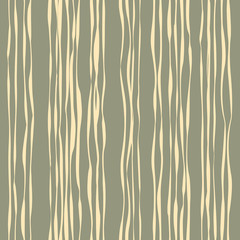 Abstract pattern with vertical curved lines. Background with uneven parallel stripes. Ornament in yellow and gray colors.