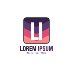 Initial LI logo template with modern frame. Minimalist LI letter logo vector illustration