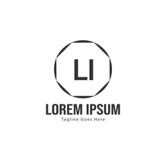 Initial LI logo template with modern frame. Minimalist LI letter logo vector illustration