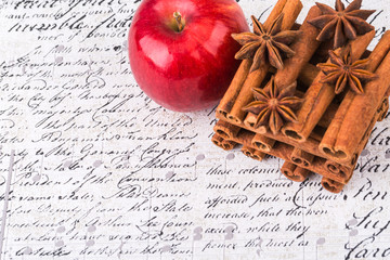Red apple with cinnamon