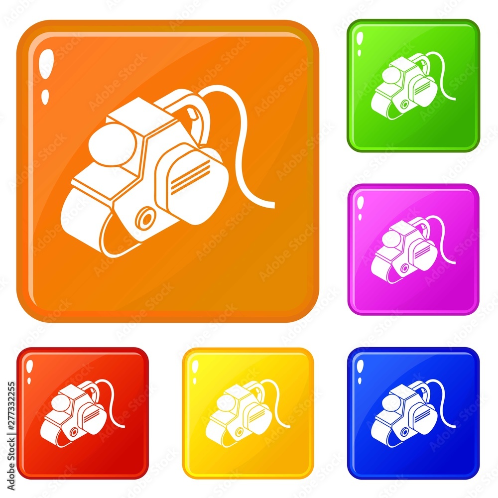 Poster power tool icons set collection vector 6 color isolated on white background