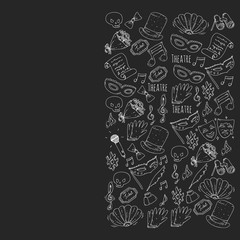 Theatre vector illustration. Entertaiment, cinema, stage, event. Background for banners, posters.