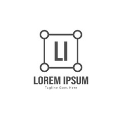 Initial LI logo template with modern frame. Minimalist LI letter logo vector illustration