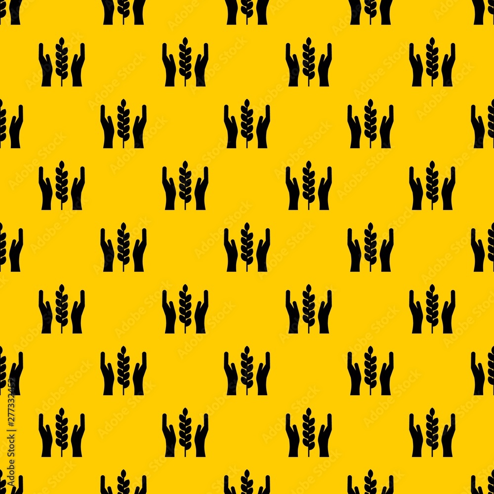 Aufkleber hands and ear of wheat pattern seamless vector repeat geometric yellow for any design