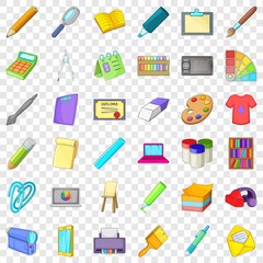 Painting icons set. Cartoon style of 36 painting vector icons for web for any design