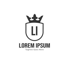 Initial LI logo template with modern frame. Minimalist LI letter logo vector illustration