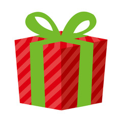 Gift box ( present box ) flat vector illustration (Striped pattern)