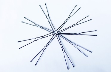 Women's hairpins on a white background