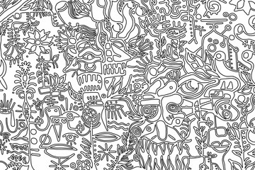 Black and white pattern on white background, abstract design	